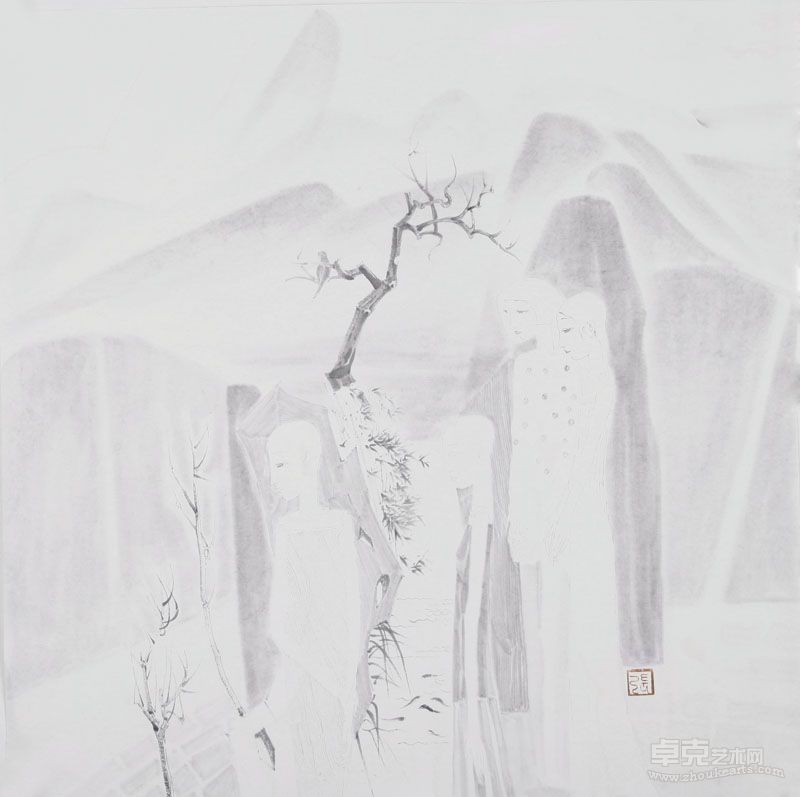 桂林1 60x60cm 纸本水墨