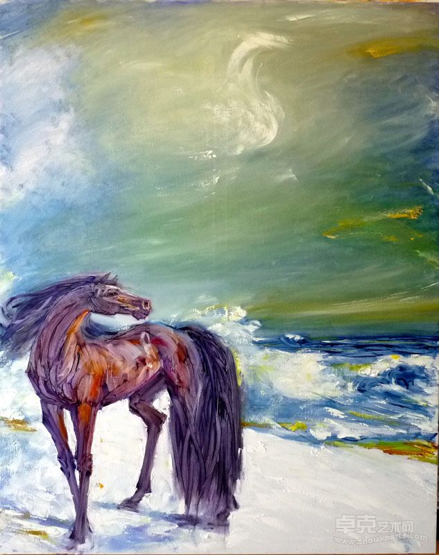 油画：天马彩云间系列：观云听潮150CMX120CM