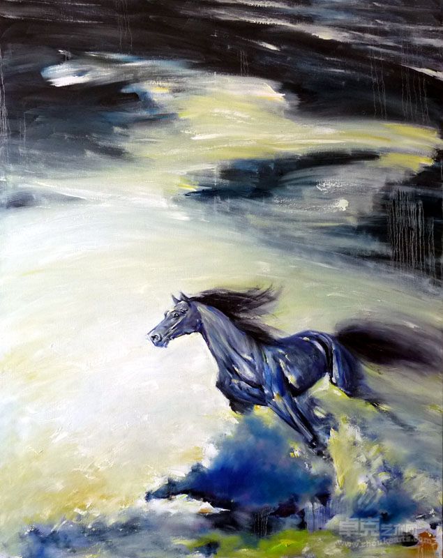 油画：天马彩云间系列：追云150CMX120CM