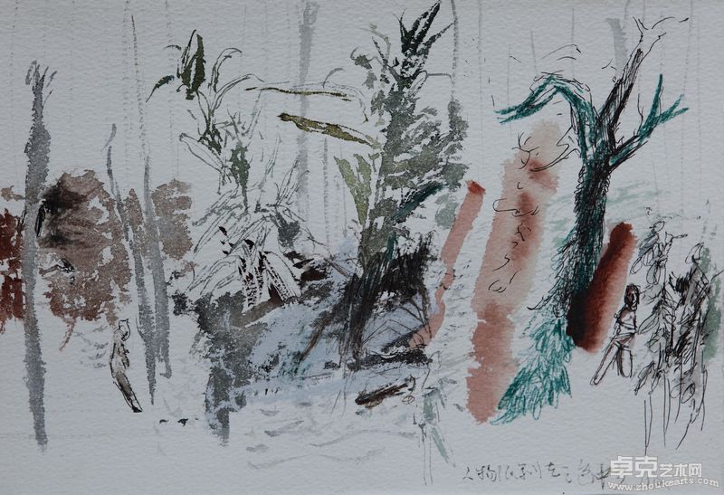 屠宏涛－大草，纸上水彩，19X28cm，2010