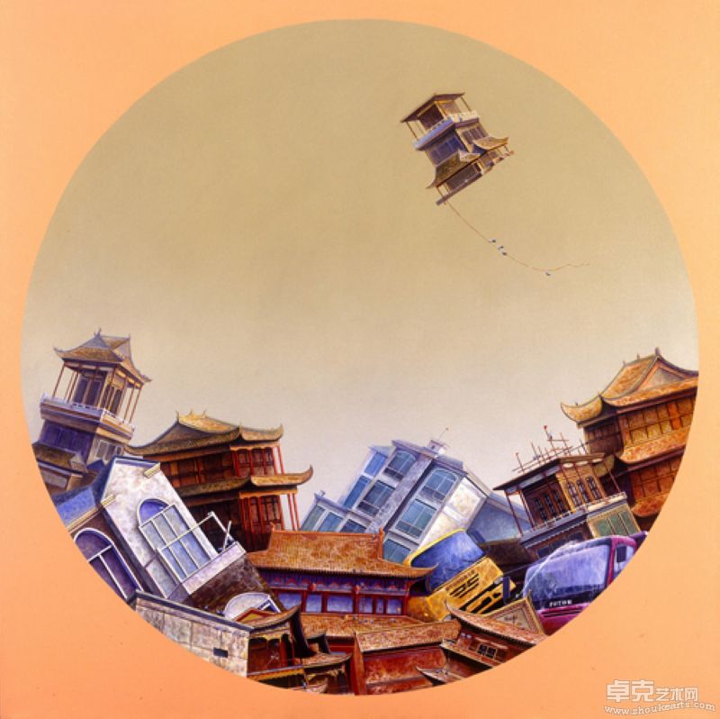 中国城 ,150x150cm, 布面丙稀, 2008