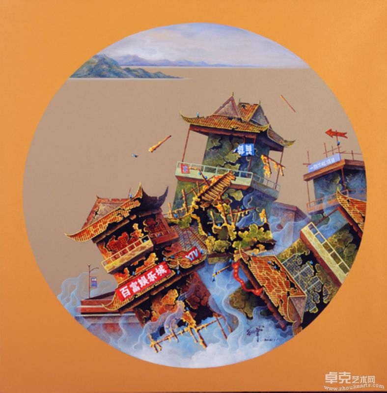 中国城,100x100cm,   布面丙烯,    2008