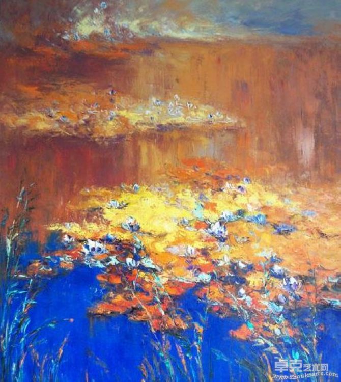 陈岚 2010 《金莲映日》 150x180cm