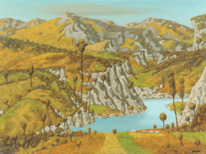 郭玉川 秋渡巴河 60x80