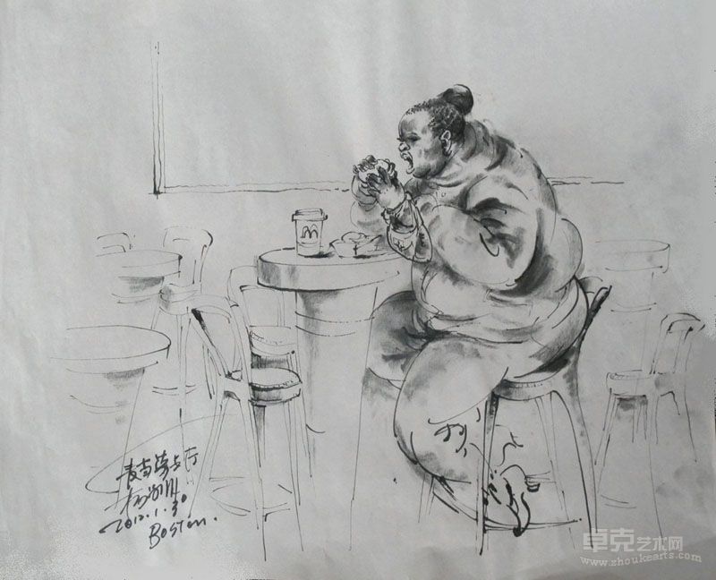 麦当劳餐厅里的黑妇人