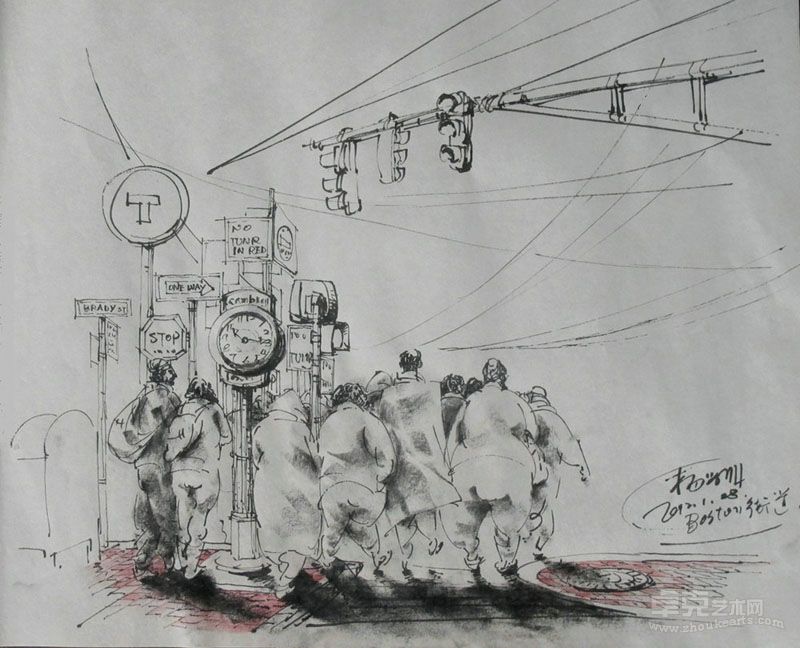 雨中拥挤的街口