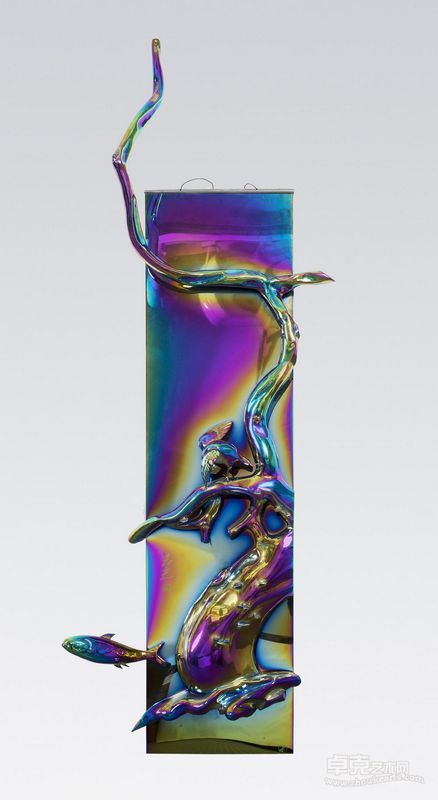 陈志光作品-卷轴——花鸟5 Flowers and birds 5 不锈钢 Stainless steel 240x60x20cm  2008