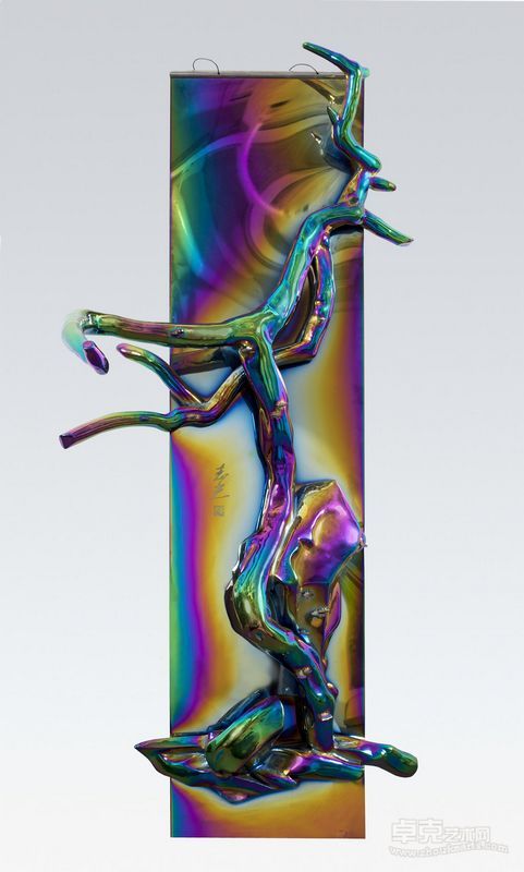 陈志光作品-卷轴——花鸟6Flowers and birds 6 不锈钢 Stainless steel 240x60x20cm  2008