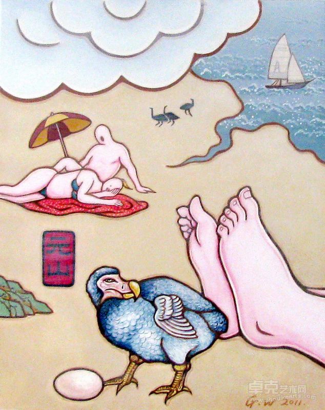 关伟作品-沙滩一瞥No3. Beach View  No3布面丙烯 acrylic on canvas 50x40 2011
