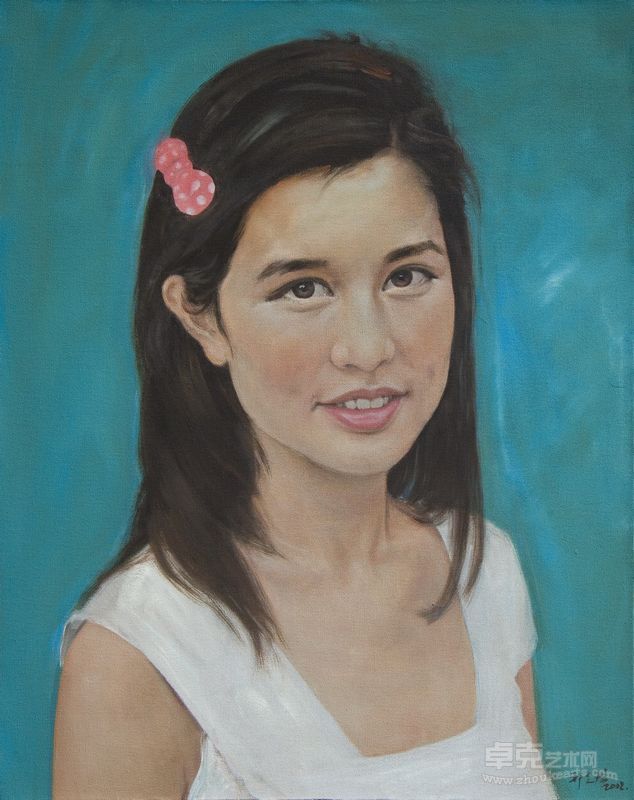 祁志龙作品-带发卡的少女girl with hairpin 布面油画 Oil on canvas 100x80 2012