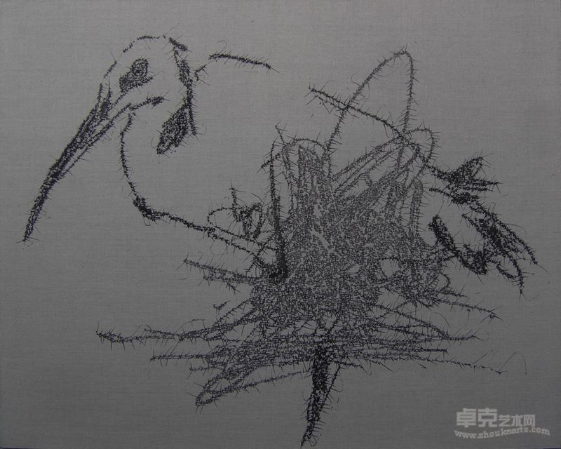 叶永青  Ye Yong Qing  画鸟 Draw  bird 布面丙烯  Acrylic on canvas 100x80cm 2011