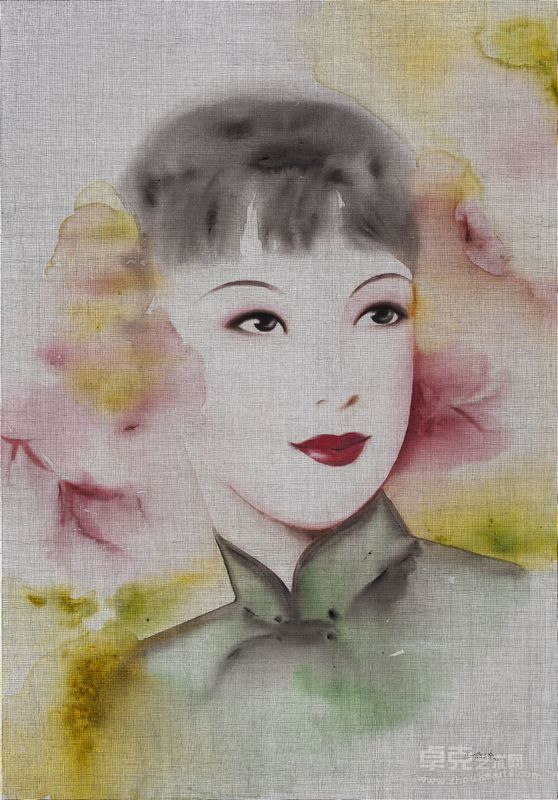 马嬿泠作品-周璇 Zhou Xuan 布面丙烯+中国墨, Acrylic and Chinese ink on canvas,  100×70cm 2011(1)