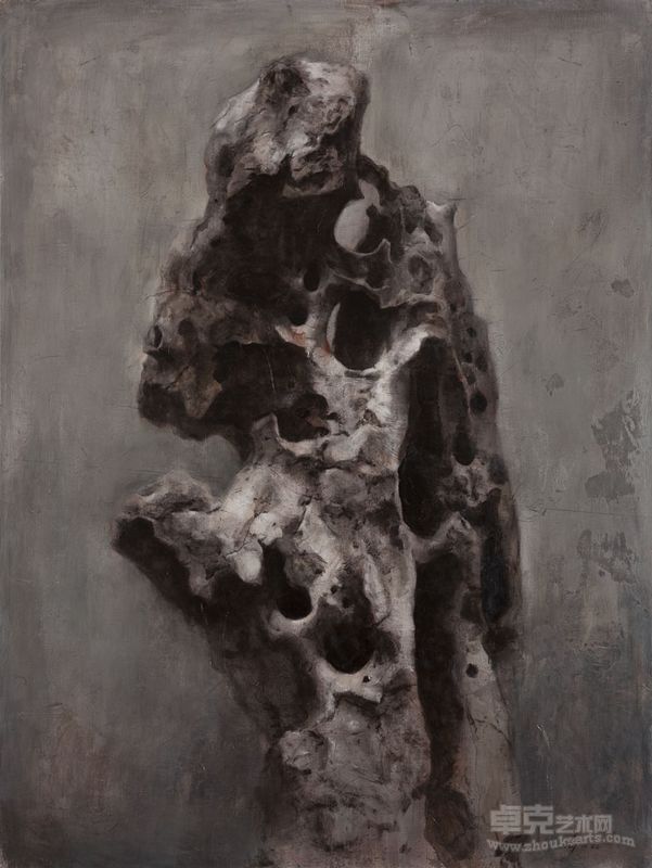 何军 太湖石-仰  200×150cm 布面油画 2009