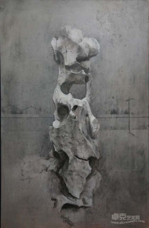 何军 太湖石二 200×130cm 布面油画 2008
