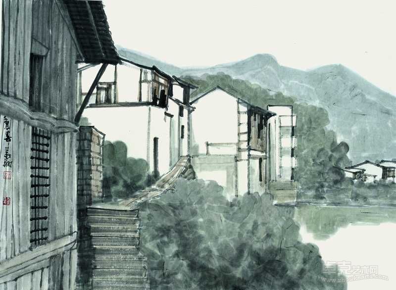 江畔人家  69cm×96cm