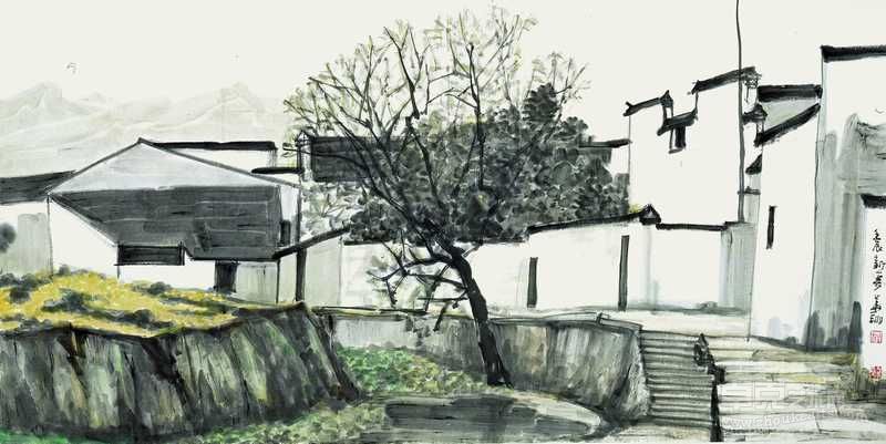 门前小河屋后山  68cm×137cm