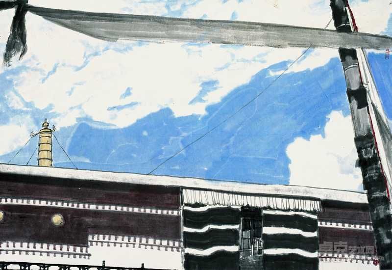 扎什伦布寺的天空  69cm×100cm