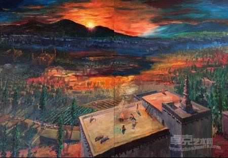丁武：《粉雾》，布面油画，260x180cm，2011