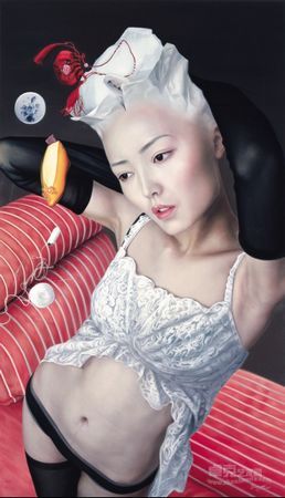 《Dumped Garbage-Relax 》No.15 oil on canvas《抛掉垃圾—放松》布面油画（220×120cm）2009年