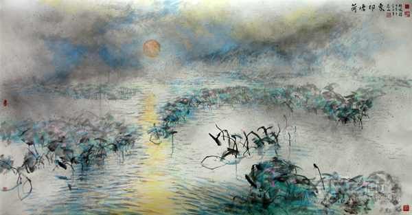 荷塘印象 何宝森 143×279cm