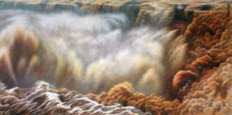 壶口惊涛 王志洁 350×150cm
