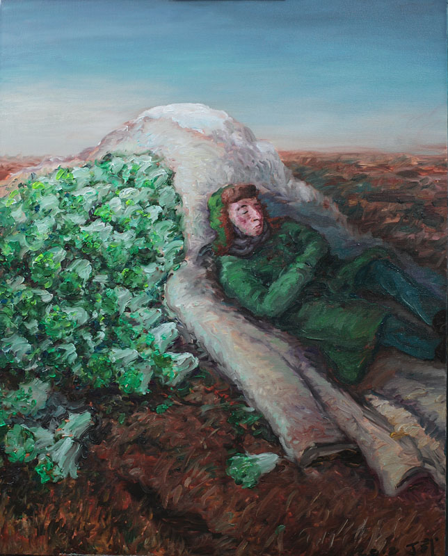 丁武：《歇菜》，布面油画，80x100cm, 2012