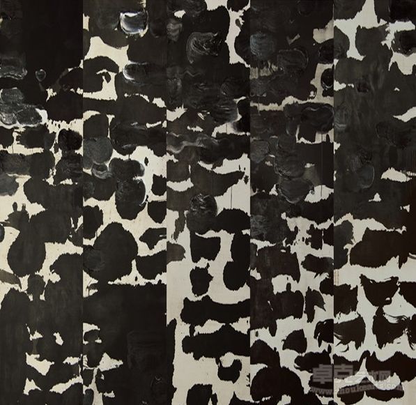 张健君，过程的瞬间.水.2011，布面水墨、油画、宣纸，330x136cm，2011