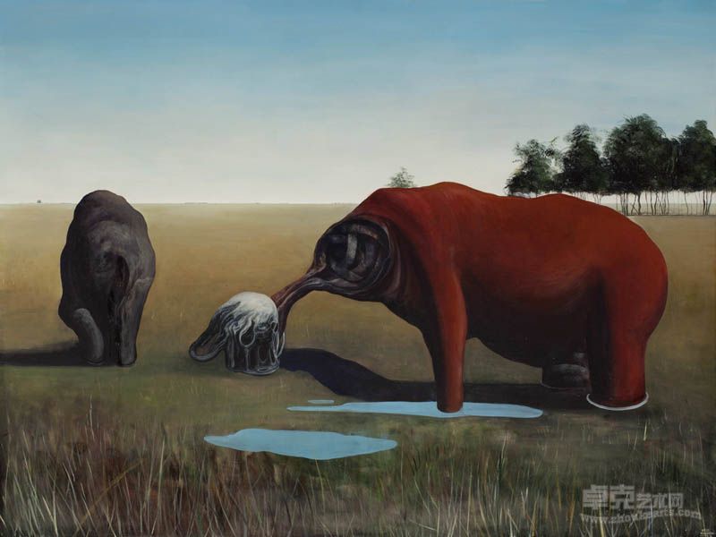 作品名：象戏 Elephant Frolic 尺寸：200cmx150cm材质：布面丙烯 创作日期：2011年12月30日