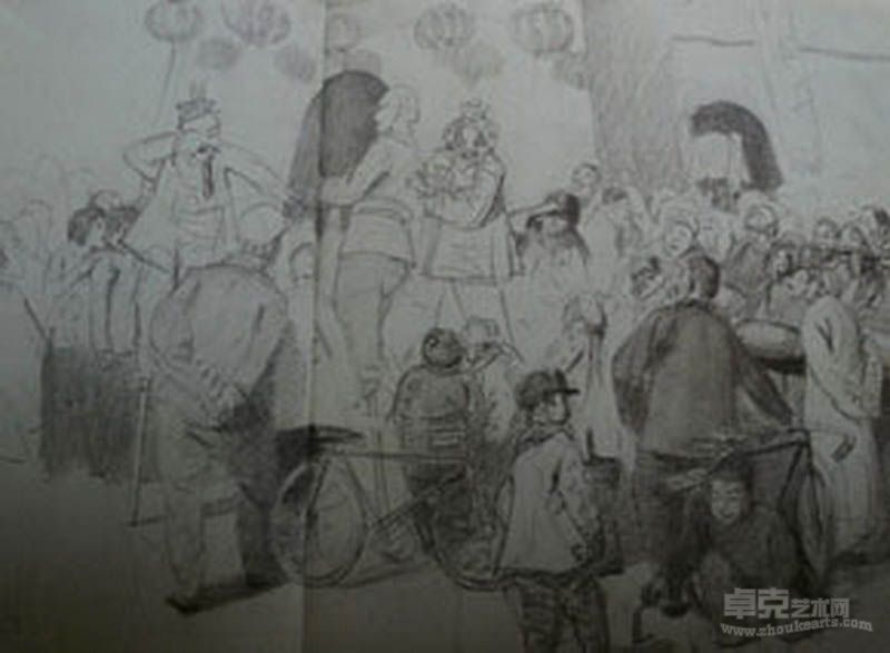 马克西莫夫-耍把戏30X45cm铅笔纸板1957