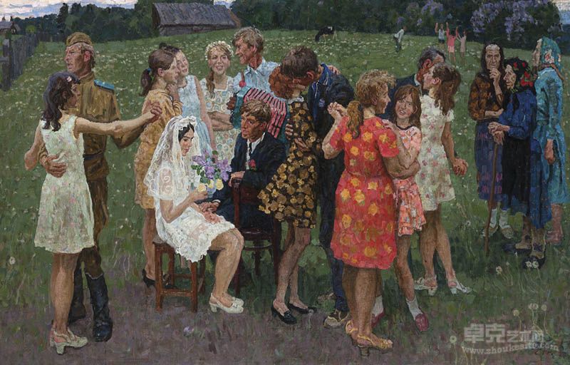 TKC0043L-特卡乔夫兄弟Tkachov Brothers婚禮A Wedding101.5X160cm布面油画Oil on Canvas1970