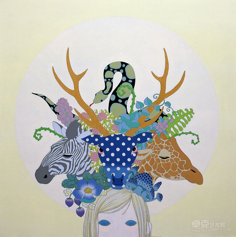 邓瑜 莫名的忧伤 布面丙烯 100×100cm 2011 ￥45000