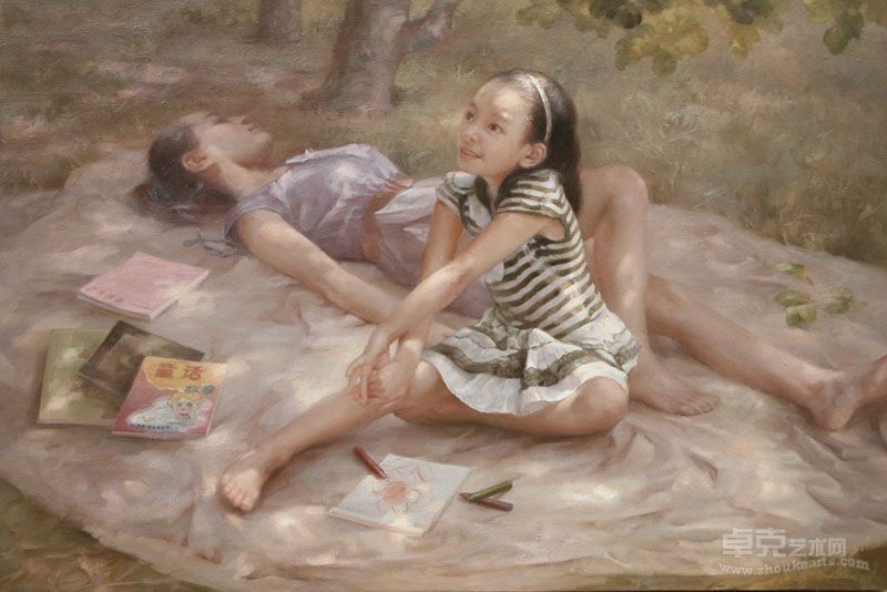 韩庆作品-夏日树荫,80×120cm