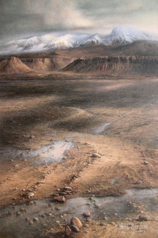 魏海彬作品-故道雪山，120×80cm,2012年