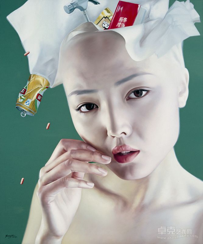 何红蓓。抛掉垃圾—放松  布面油画Dumped Garbage-Relax No.17  Oil on Canvas180×160cm  2009