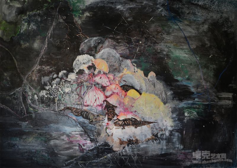 李汉周 丛林夜未眠  140cmX200cm 亚麻油彩 2011