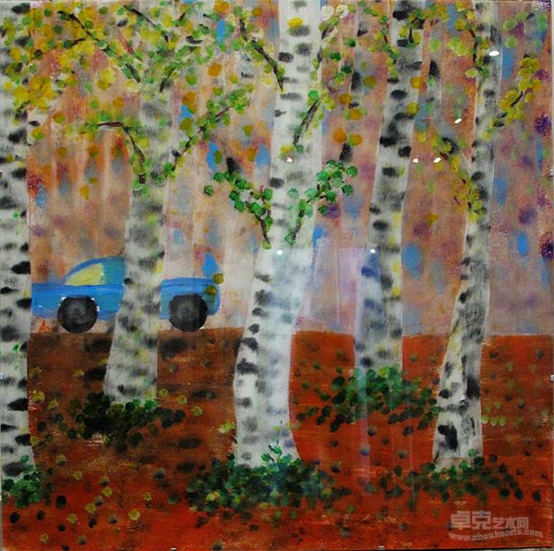 Mit Auto durch den Wald-穿越森林-丙烯玻璃-50×50