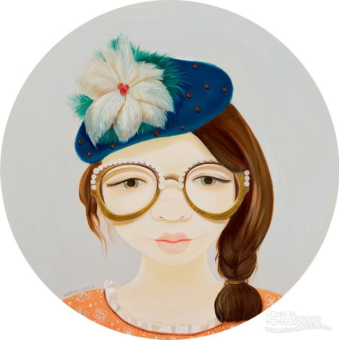 孙莹 戴眼镜的女孩 2011 布面油画 D.50 cm