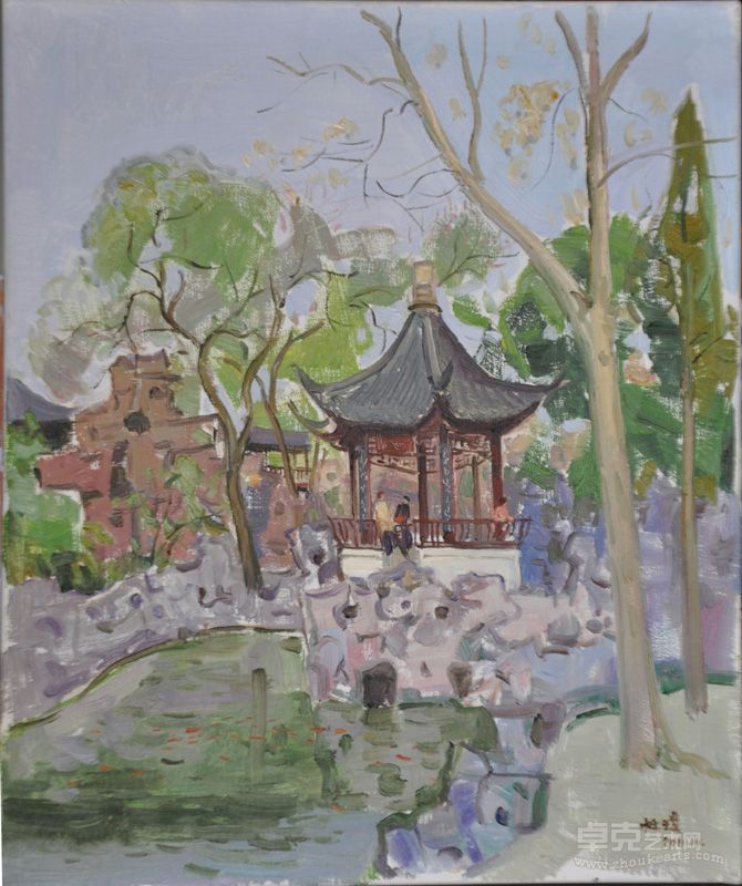 扬州个园秋山50x60