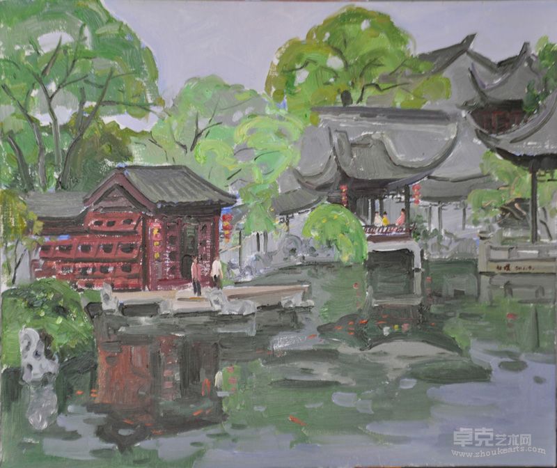 退思园观鱼50x60
