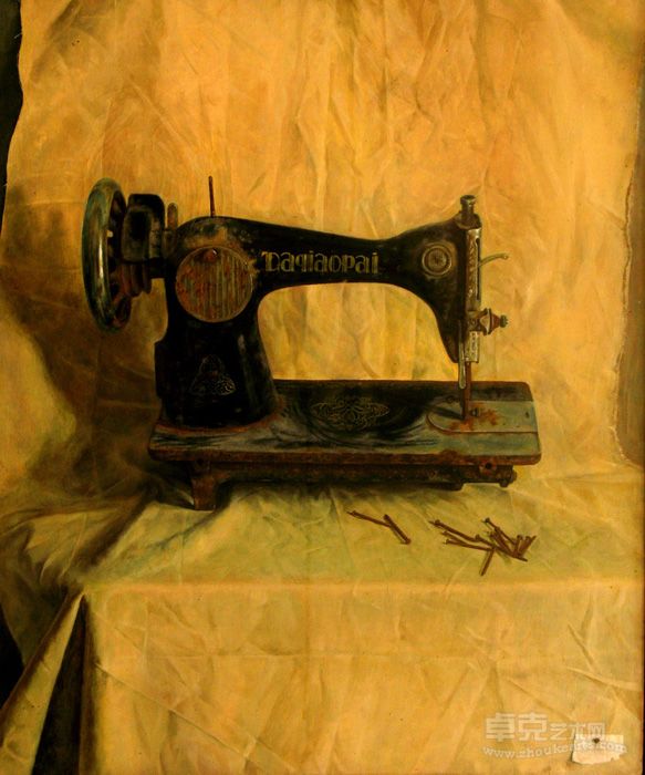 周梅元 妈妈的缝纫机 50×60cm 2003