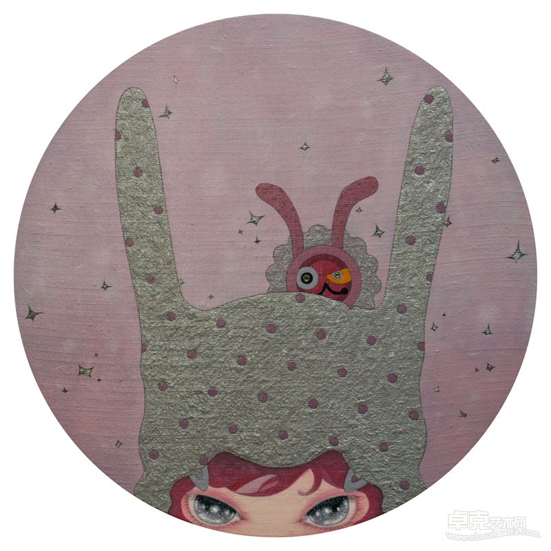 邱銍韦 Rabbit Girl Φ35cm 布面丙烯 施华洛世奇水钻 2012