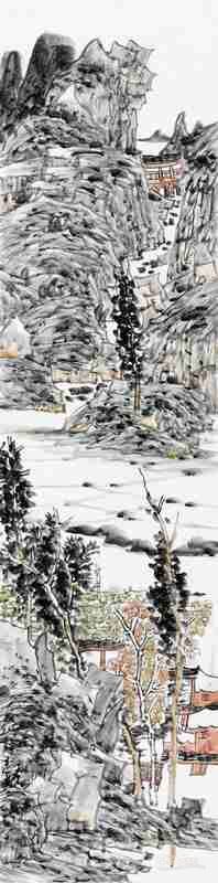 尹天石 溪山静远图其三 136x34cm 2012