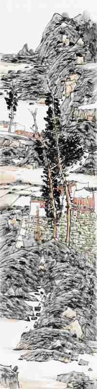 尹天石 溪山静远图其二 136x34cm 2012
