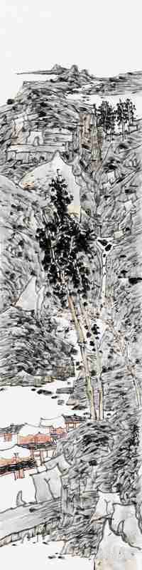尹天石 溪山静远图其一 136x34cm 2012