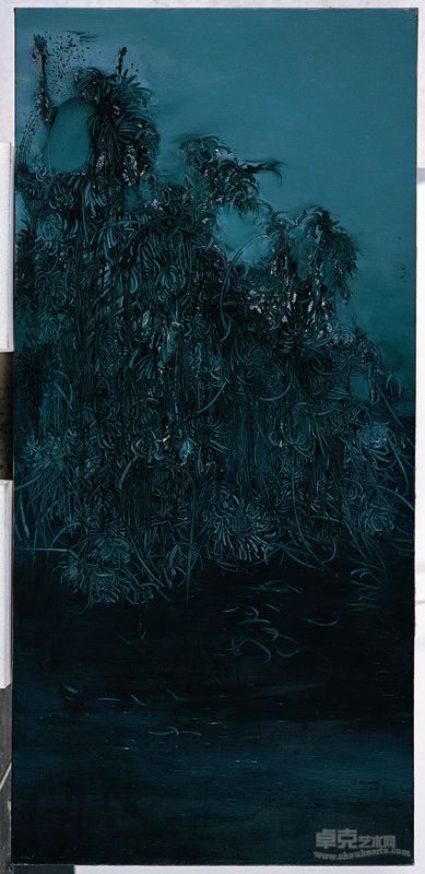 《暗夜花魂1》 180x80cm  布面油画 2008年 梁均梓