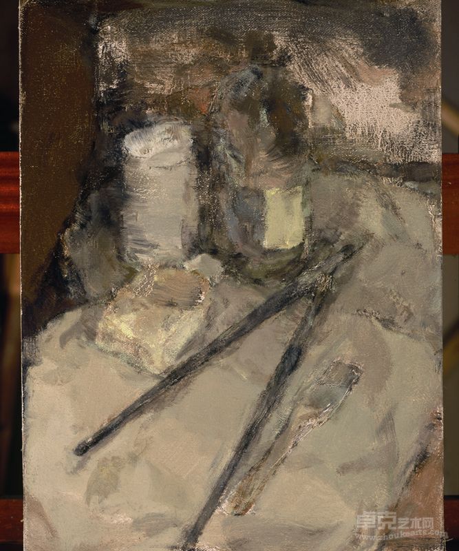 《笔和瓶NO.7》30X40  布面油画  2005年 段俊豪