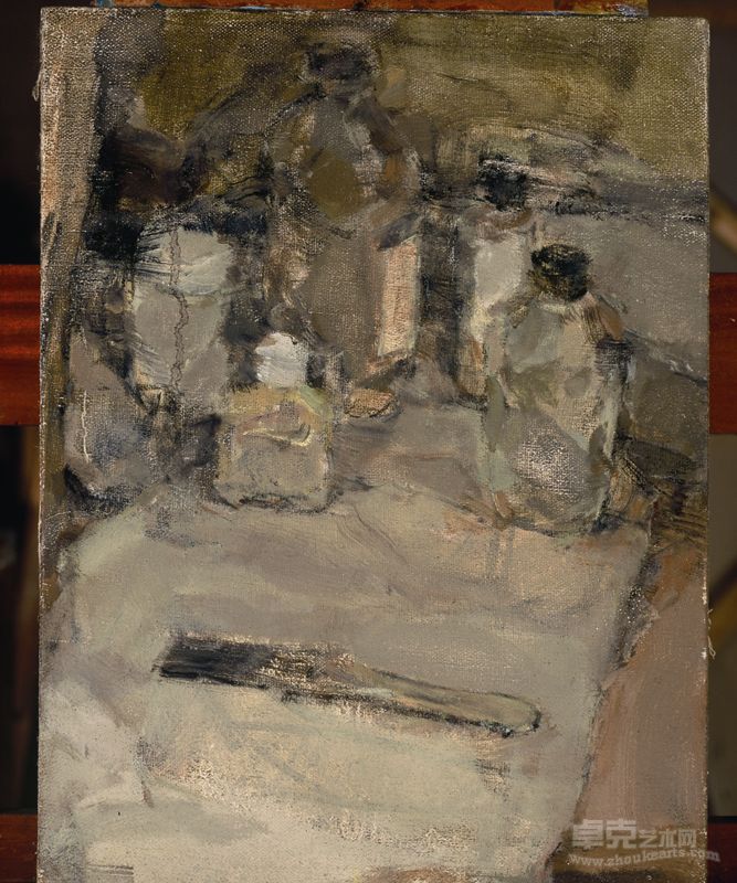 《笔和瓶NO.9》30X40  布面油画  2005年 段俊豪