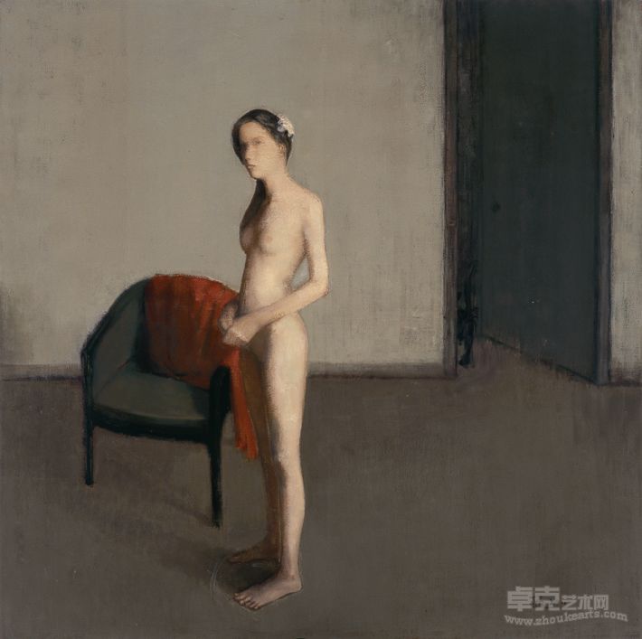 《一块红布》155x155cm 布面油画 2011年 杨国强