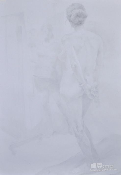 女人体，110X90，铅笔素描，2010年 李剑龙.