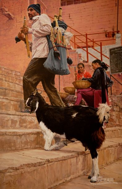 印度乐师和他忠实的奶羊 124x82cm 2010-04